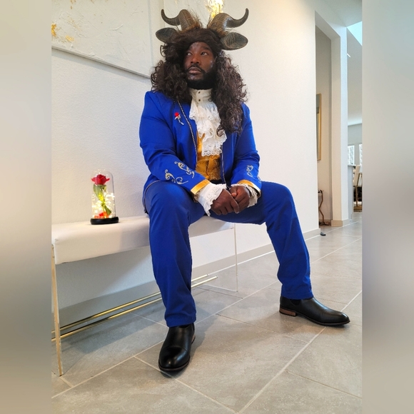 Men's Fashion Prince Uniform Gold Embroidered Jacket Suit Jacket - Picture 4 of 12